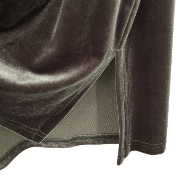 VTG 90s Impressions Millenium Pull On Velvet Knee-Length Skirt L Gray - Picture 8 of 14